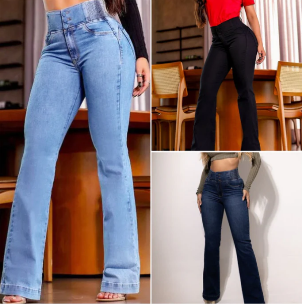 ⏳ Tidsbegrænset specialtilbud ⏰ Dame stretch flared jeans - høj talje, shaping fit og retrostil ✨