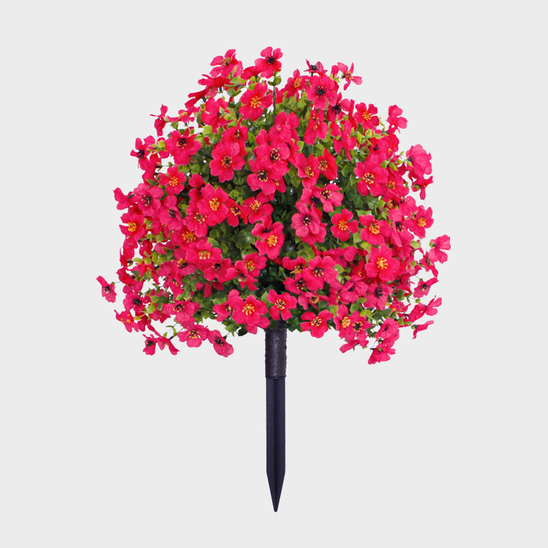 Decoração floral artificial de eucalipto e violeta para inserção no solo.