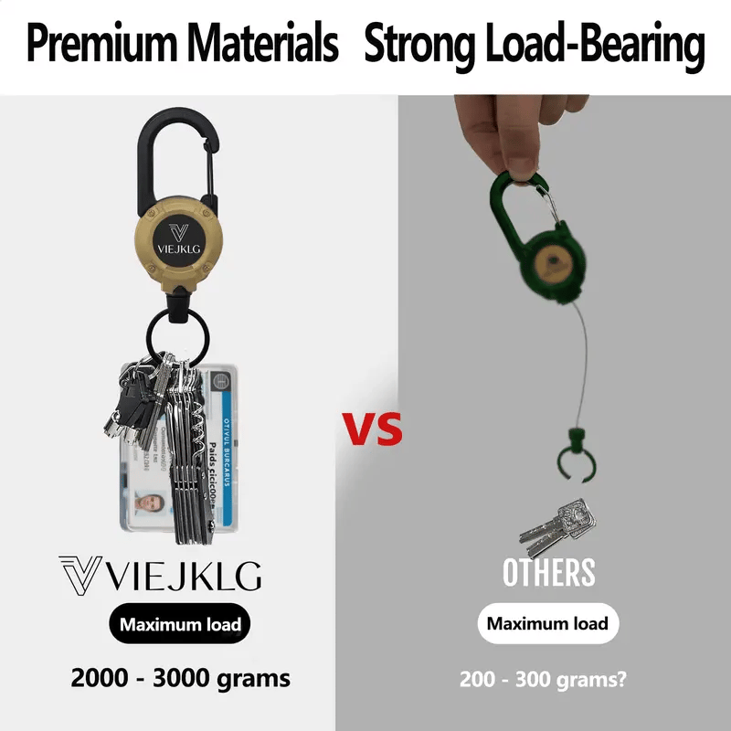 Retractable Carabiner Keychain 🎣 – 65cm Steel Cord, Heavy-Duty Badge Reel, Lightweight EDC Tool for Keys, ID & Outdoor Use