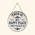✨Lugar Feliz – Placa de metal vintage com estampado marcante