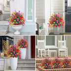 Decoração floral artificial de eucalipto e violeta para inserção no solo.