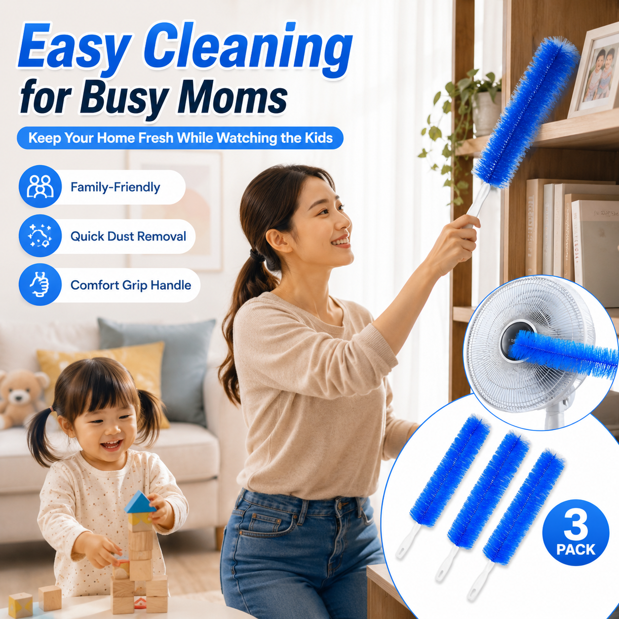 Bendable microfiber head, reusable dust remover