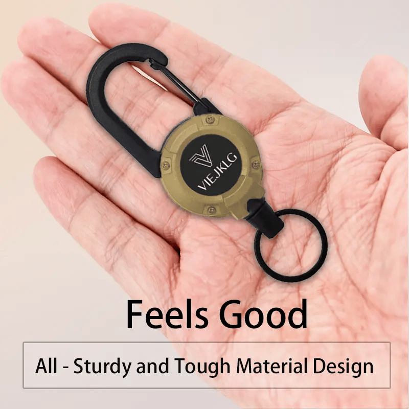 Retractable Carabiner Keychain 🎣 – 65cm Steel Cord, Heavy-Duty Badge Reel, Lightweight EDC Tool for Keys, ID & Outdoor Use
