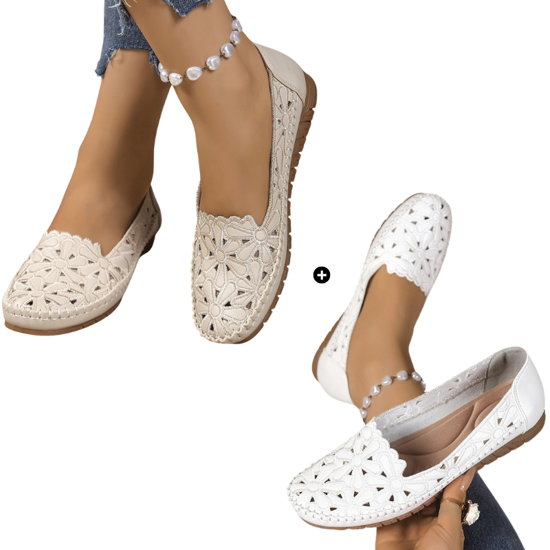 Sapatos ortopédicos femininos confortáveis, leves e estilosos, com design aberto.