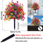 Decoração floral artificial de eucalipto e violeta para inserção no solo.