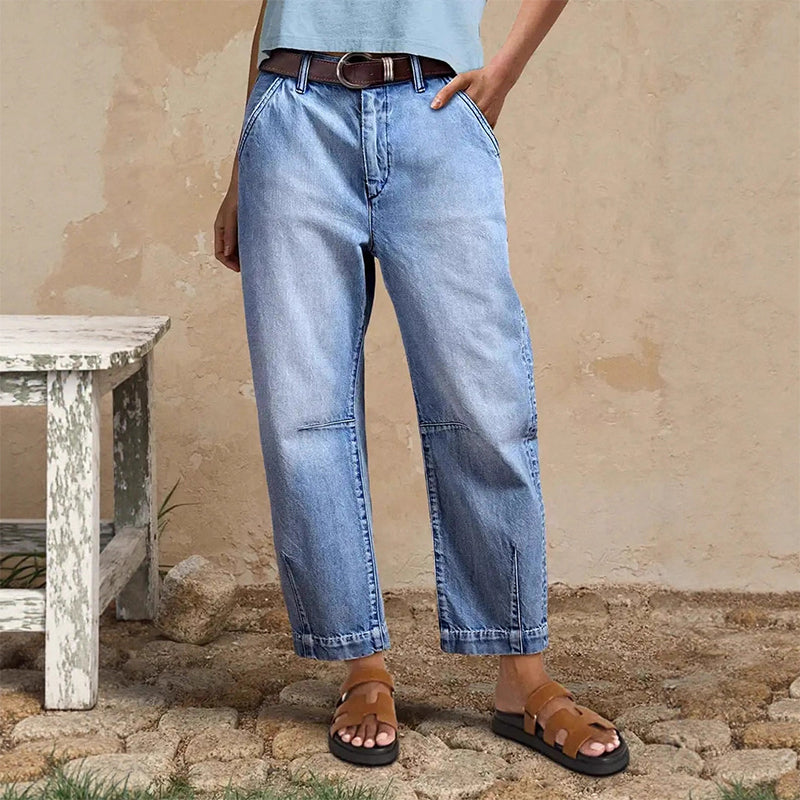 👖✨ PROMOÇÃO RELÂMPAGO 50% DE DESCONTO! Calça Jeans Feminina Reta 7/8 – Cintura Média, Perna Afunilada, Lavagem Vintage, Caimento que Valoriza a Silhueta 🌟