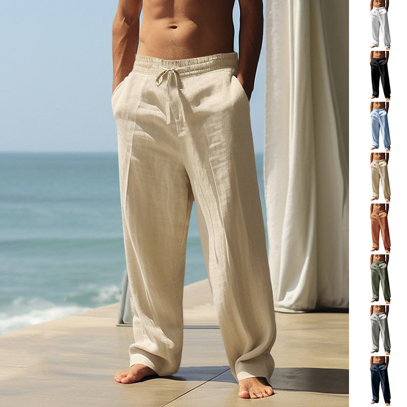 👖 50% RABAT 🌿 | Casual linnedbukser til mænd – lige ben og snøre i taljen