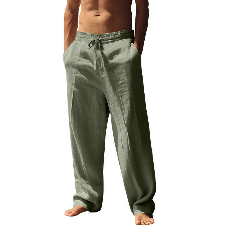 👖 50% RABAT 🌿 | Casual linnedbukser til mænd – lige ben og snøre i taljen