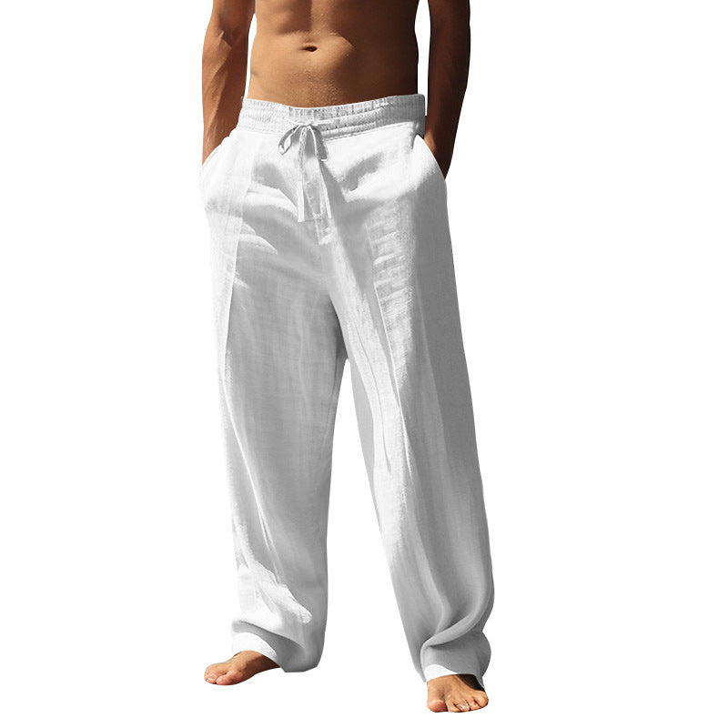 👖 50% RABAT 🌿 | Casual linnedbukser til mænd – lige ben og snøre i taljen