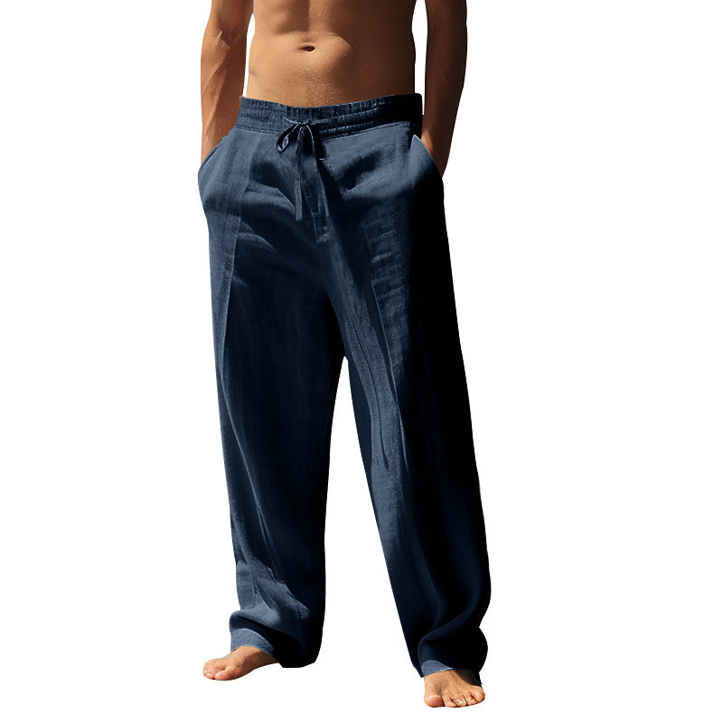👖 50% RABAT 🌿 | Casual linnedbukser til mænd – lige ben og snøre i taljen