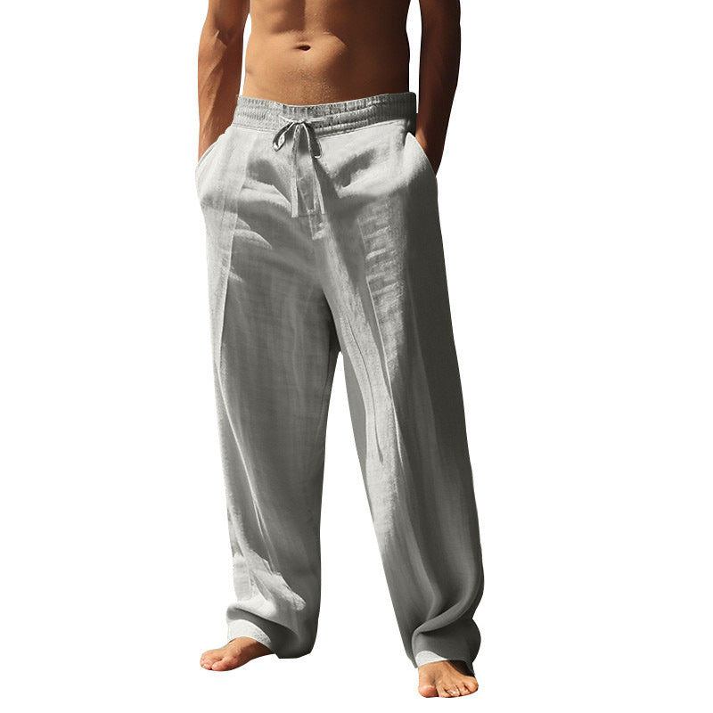 👖 50% RABAT 🌿 | Casual linnedbukser til mænd – lige ben og snøre i taljen