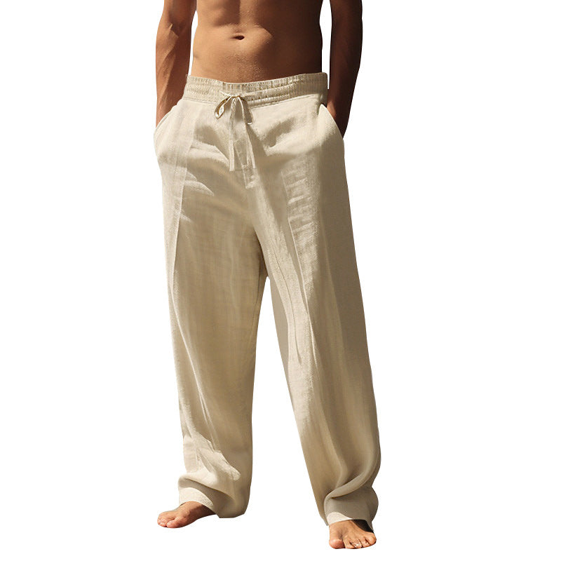 👖 50% RABAT 🌿 | Casual linnedbukser til mænd – lige ben og snøre i taljen