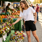 Women's high-waisted shorts: tummy control and butt lift, stretchy.