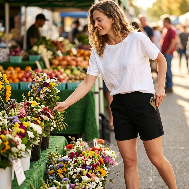 Women's high-waisted shorts: tummy control and butt lift, stretchy.